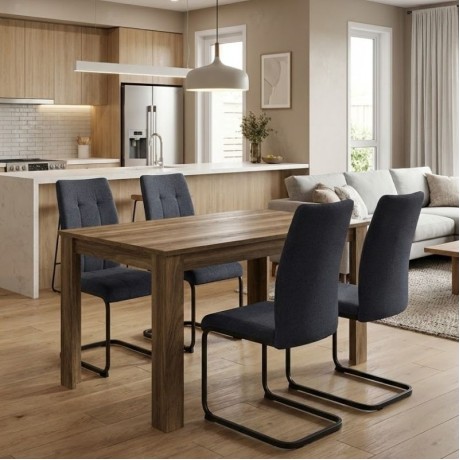 Dining room set 5pcs Darlen - Laura Megapap walnut color - anthracite 125x72x74cm.