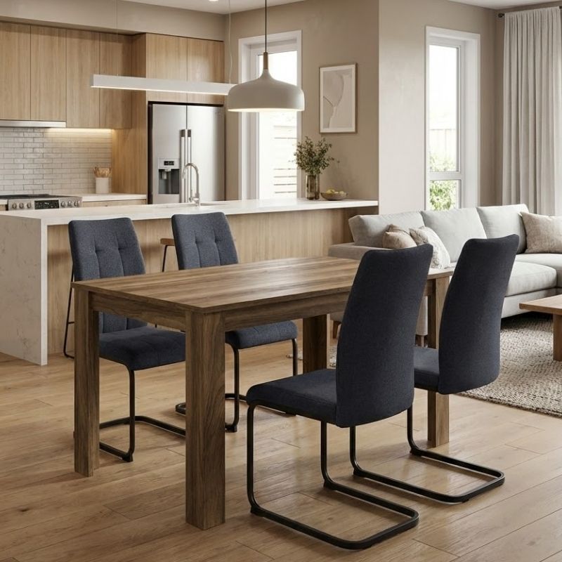 Dining room set 5pcs Darlen - Laura Megapap walnut color - anthracite 125x72x74cm.