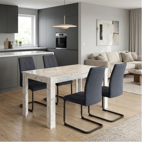 Dining room set 5pcs Darlen - Laura Megapap white marble color - anthracite 125x72x74cm.