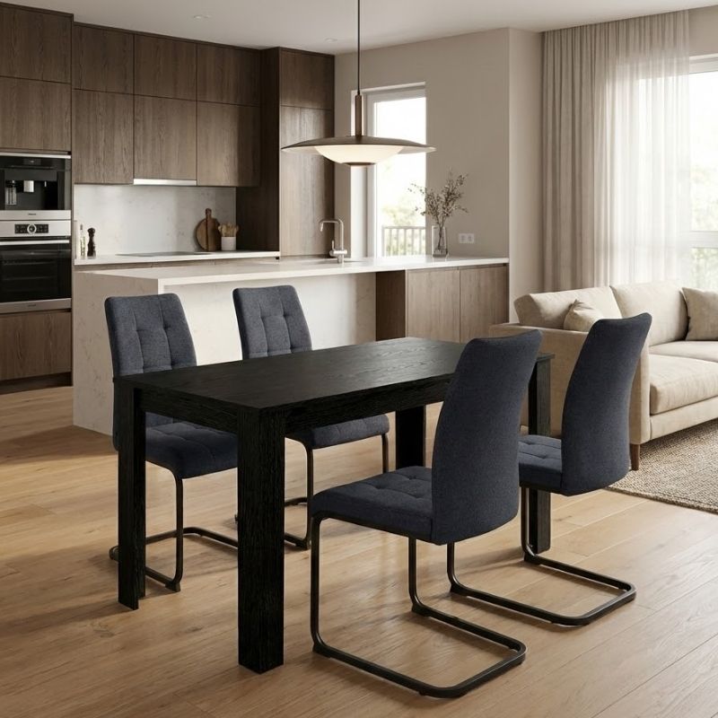Dining room set 5pcs Darlen - Laura Megapap sencron black color - anthracite 125x72x74cm.