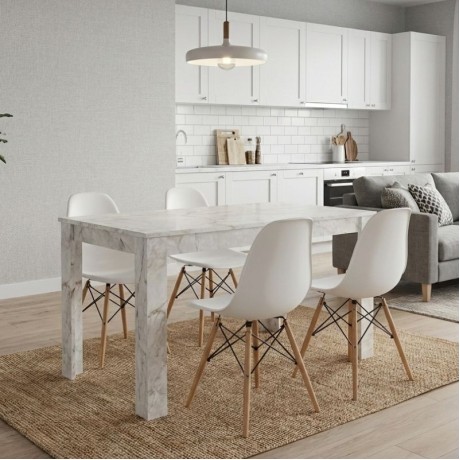 Dining room set 5pcs Darlen - Nova Megapap white marble color - white 125x72x74cm.