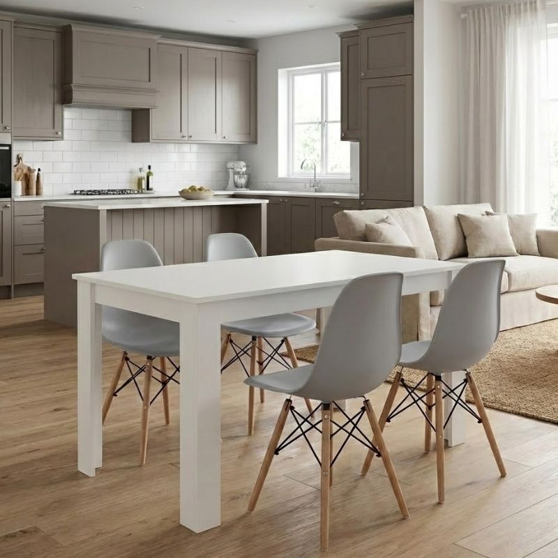 Dining room set 5pcs Darlen - Nova Megapap white color - grey 125x72x74cm.