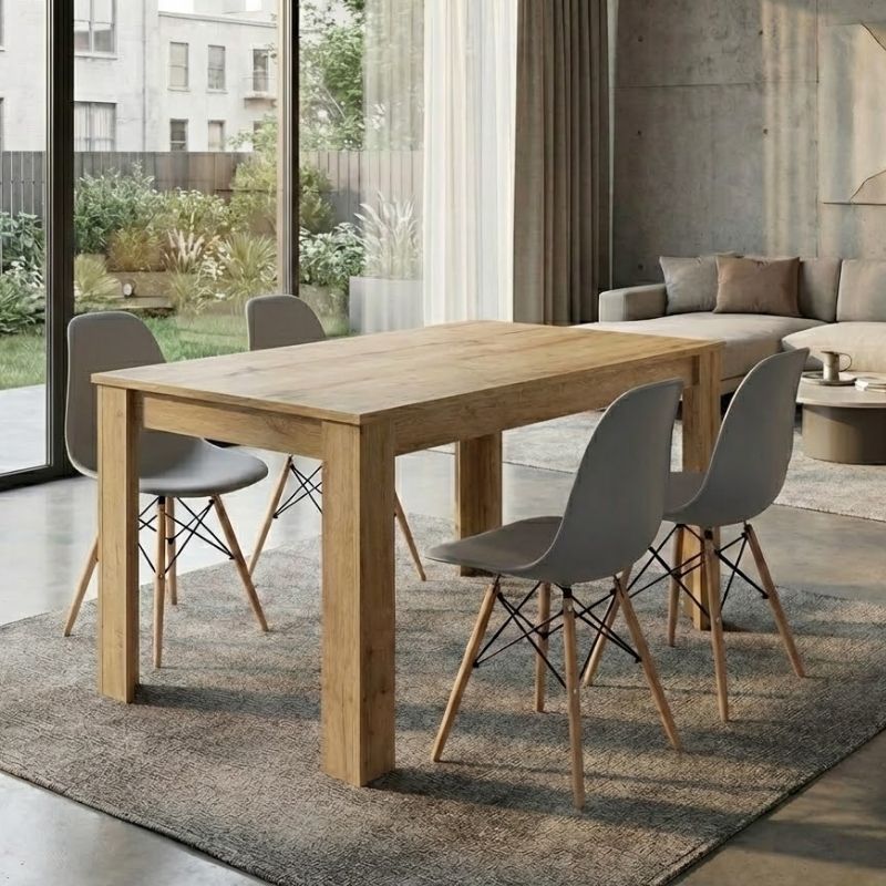Dining room set 5pcs Darlen - Nova Megapap sapphire oak color - grey 125x72x74cm.