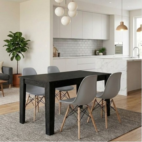 Dining room set 5pcs Darlen - Nova Megapap sencron black color - grey 125x72x74cm.