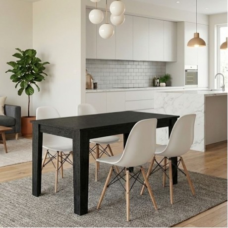 Dining room set 5pcs Darlen - Nova Megapap sencron black color - white 125x72x74cm.