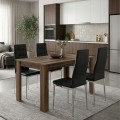 Dining room set 5pcs Darlen - Rosa Megapap walnut color - black 125x72x74cm.