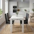 Dining room set 5pcs Darlen - Rosa Megapap white marble color - black 125x72x74cm.