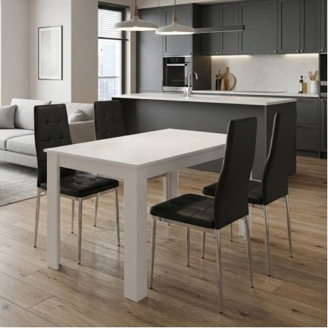 Dining room set 5pcs Darlen - Rosa Megapap white color - black 125x72x74cm.