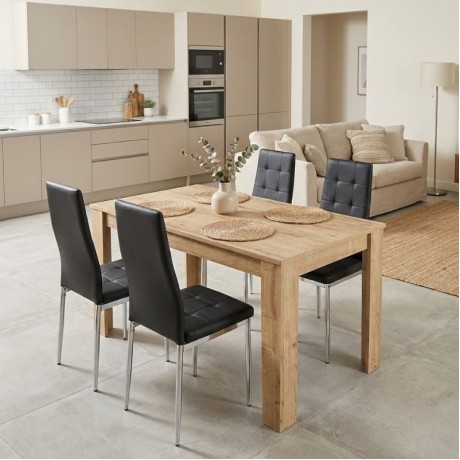 Dining room set 5pcs Darlen - Rosa Megapap sapphire oak color - black 125x72x74cm.