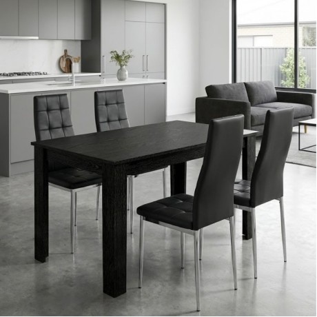 Dining room set 5pcs Darlen - Rosa Megapap sencron black color - black 125x72x74cm.