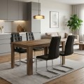 Dining room set 5pcs Darlen - Vela Megapap walnut color - black 125x72x74cm.