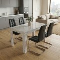 Dining room set 5pcs Darlen - Vela Megapap white marble color - black 125x72x74cm.