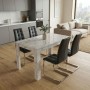 Dining room set 5pcs Darlen - Vela Megapap white marble color - black 125x72x74cm.