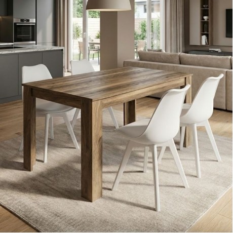 Dining room set 5pcs Darlen - Viva Megapap walnut color - white 125x72x74cm.