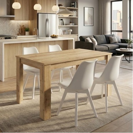 Dining room set 5pcs Darlen - Viva Megapap sapphire oak color - white 125x72x74cm.