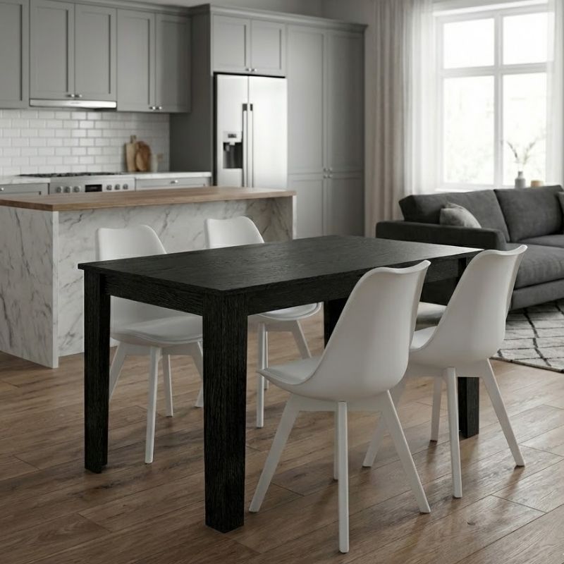 Dining room set 5pcs Darlen - Viva Megapap sencron black color - white 125x72x74cm.