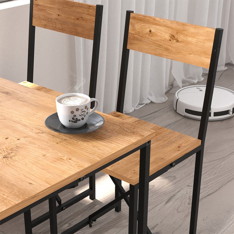 Maysa Megapap melamine - metal kitchen set in black - pine oak color 120x52.7x71.8cm.