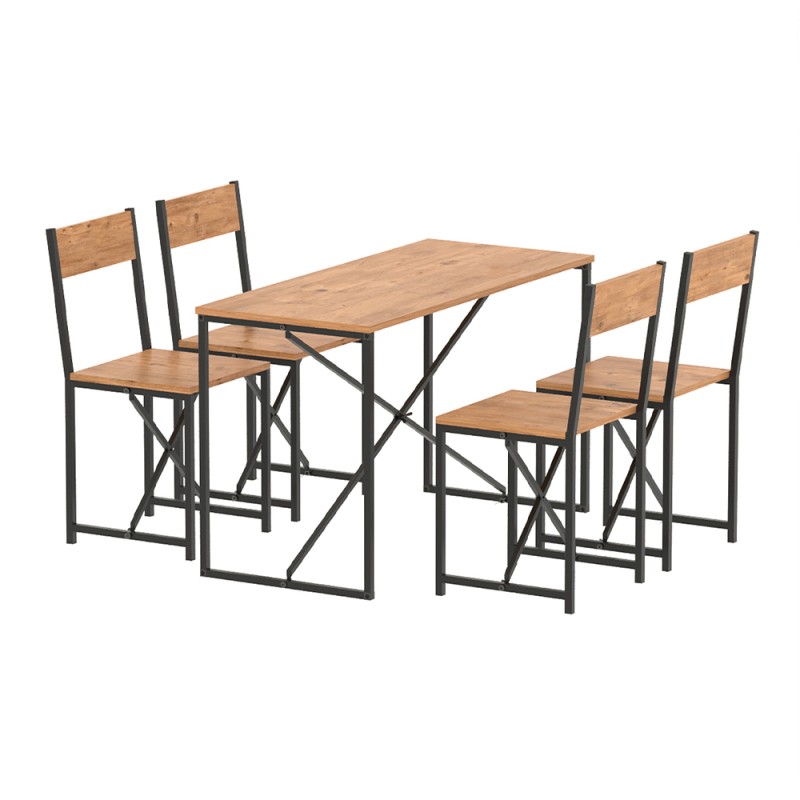 Maysa Megapap melamine - metal kitchen set in black - pine oak color 120x52.7x71.8cm.