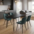 Dining room set 5pcs Roger - Chiara Megapap Mdf - fabric black marble color - green 120x70x75cm.