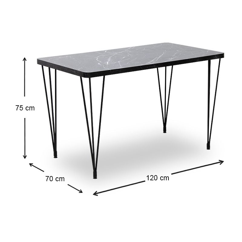 Dining room set 5pcs Roger - Chiara Megapap Mdf - fabric black marble color - green 120x70x75cm.