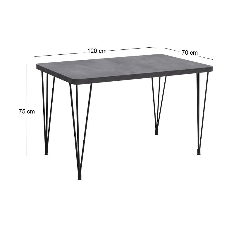 Dining room set 5pcs Roger - Chiara Megapap Mdf - fabric concrete grey color - anthracite 120x70x75cm.