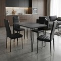 Dining room set 5pcs Roger - Rosa Megapap Mdf - PU concrete grey color - black 120x70x75cm.