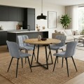 Dining room set 5pcs Rubes - Chiara Megapap oak color - grey Ø100x78cm.