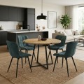 Dining room set 5pcs Rubes - Chiara Megapap oak color - green Ø100x78cm.