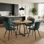 Dining room set 5pcs Rubes - Chiara Megapap oak color - green Ø100x78cm.