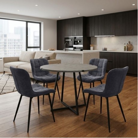Dining room set 5pcs Rubes - Chiara Megapap concrete grey color - anthracite Ø100x78cm.