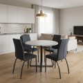 Dining room set 5pcs Rubes - Fina Megapap white color - anthracite Ø100x78cm.