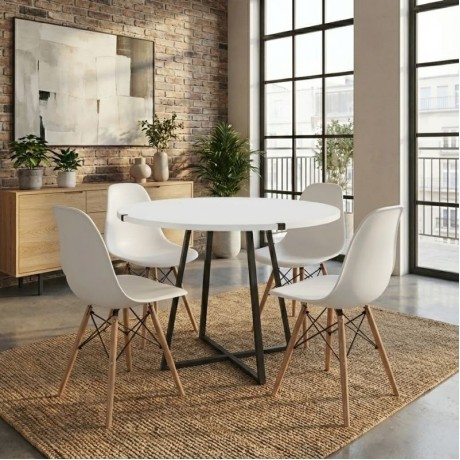 Dining room set 5pcs Rubes - Nova Megapap white color  Ø100x78cm.