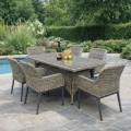 HAVANA Set Τραπεζαρία Κήπου ALU,Wicker Grey Brown-Ανθρακί: Τραπέζι 160x90 + 6 Πολυθρόνες