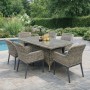 HAVANA Set Τραπεζαρία Κήπου ALU,Wicker Grey Brown-Ανθρακί: Τραπέζι 160x90 + 6 Πολυθρόνες