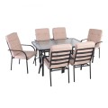 ASTOR Set (6 Chairs/Cushion Beige+Table 150x90) Steel Anthracite