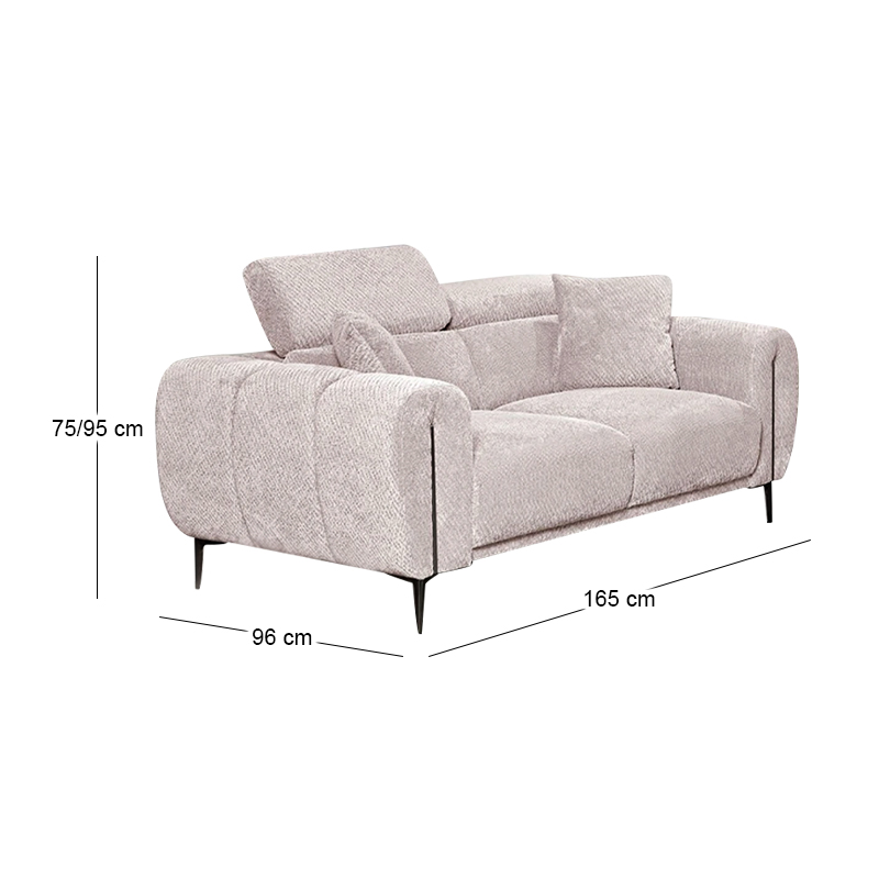 SEVILLE 2-Seater Sofa Teddy Beige Fabric