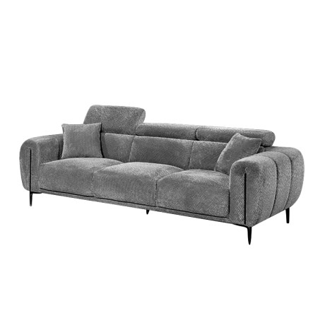 SEVILLE 3-Seater Sofa Teddy Dark Grey Fabric