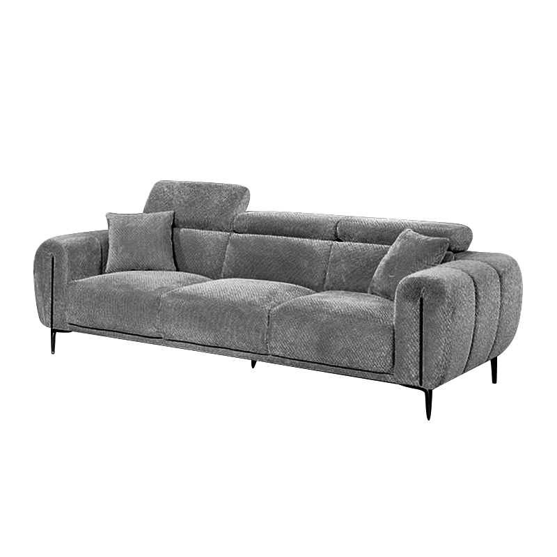 SEVILLE 3-Seater Sofa Teddy Dark Grey Fabric