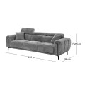 SEVILLE 3-Seater Sofa Teddy Dark Grey Fabric