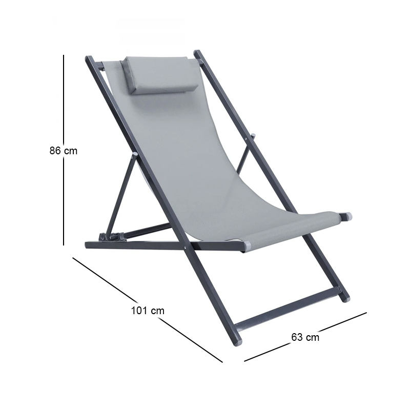 DECK Lounger Steel Anthracite/Textilene Grey