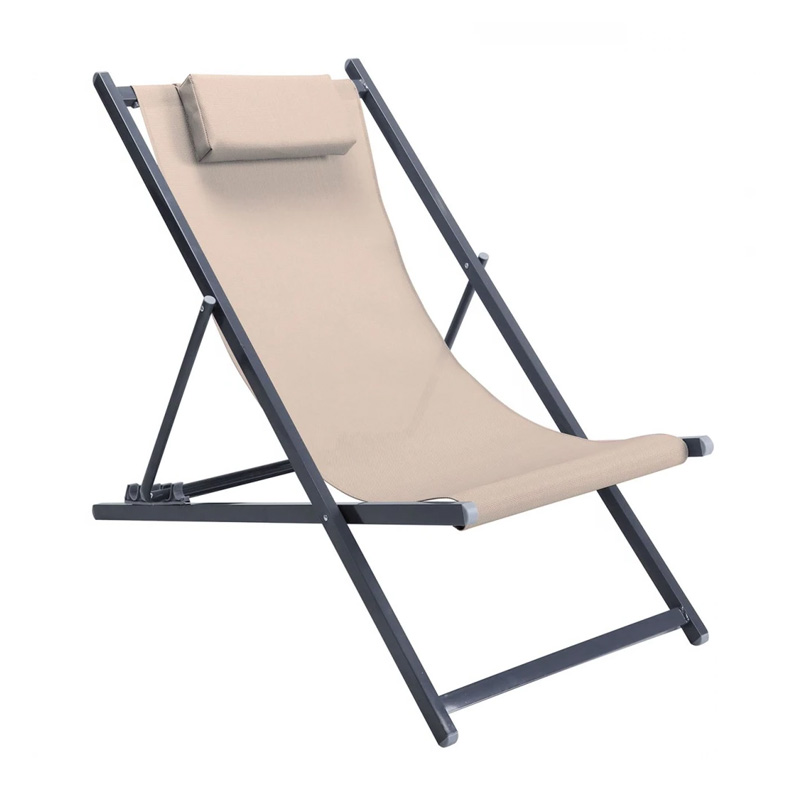 DECK Lounger Steel Anthracite/Textilene Beige