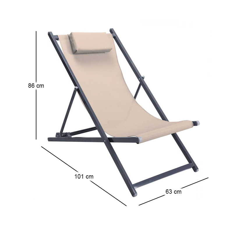 DECK Lounger Steel Anthracite/Textilene Beige