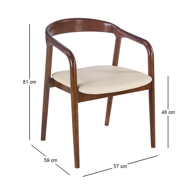 SIMONE Armchair Walnut, Pu Ecru