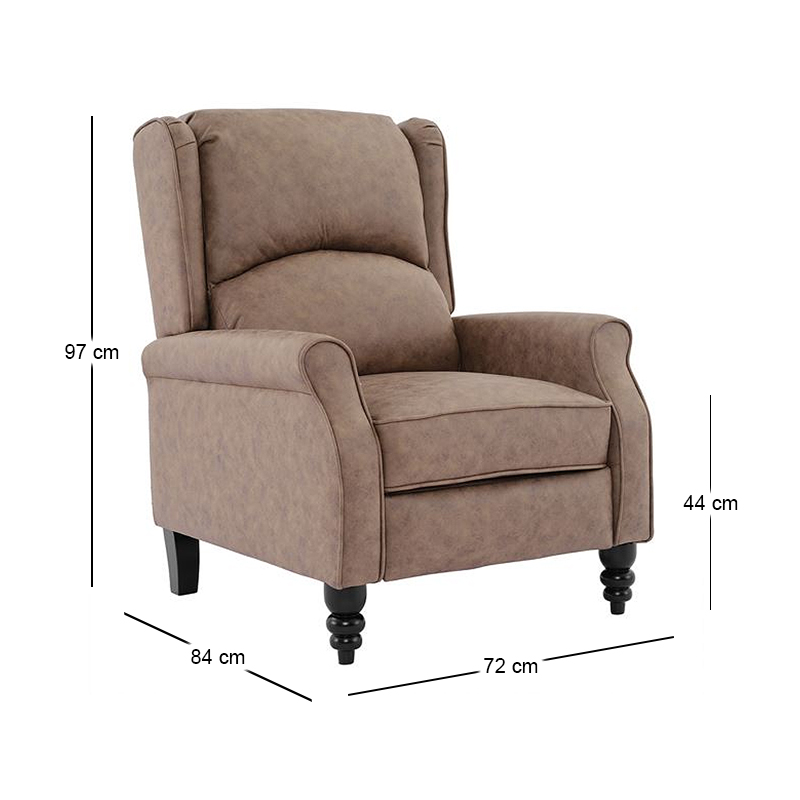SIMPLE Relax Armchair Antique Brown Fabric