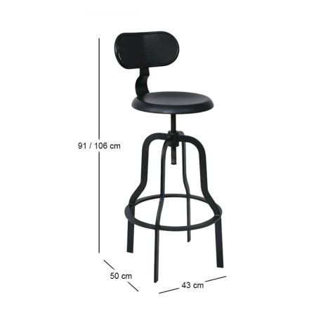 BRUNO Bar Stool Steel Black