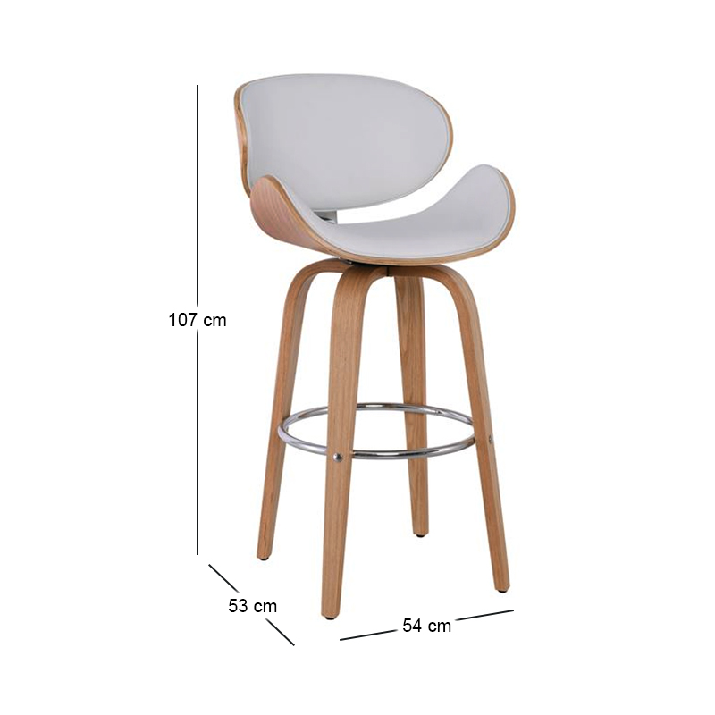 GOMEZ Bar Stool Natural/Pu White