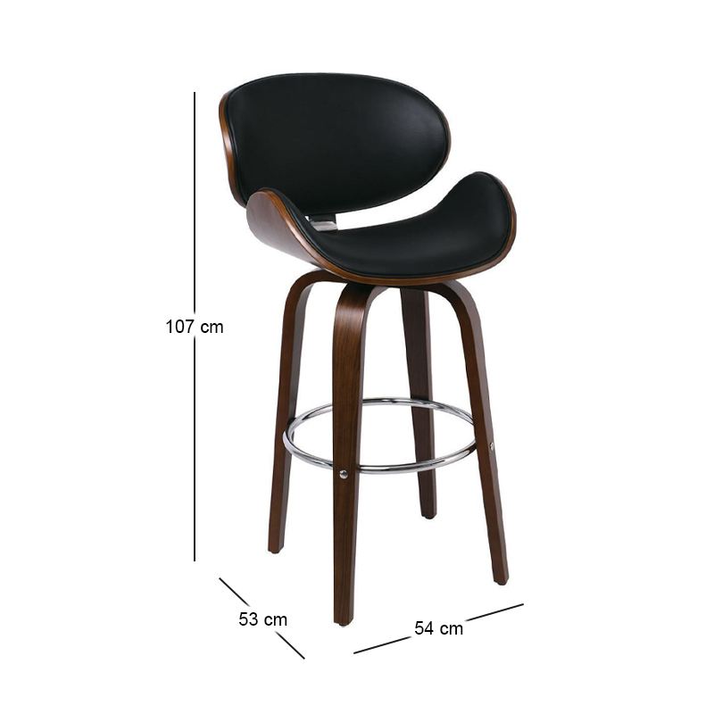GOMEZ Bar Stool Walnut/Pu Black