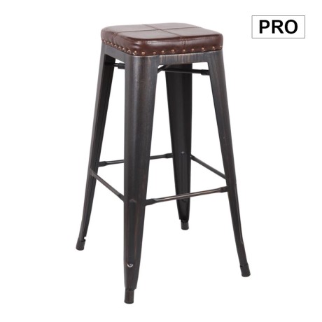 RELIX Bar Stool Steel Antique Black/PU Dark Brown