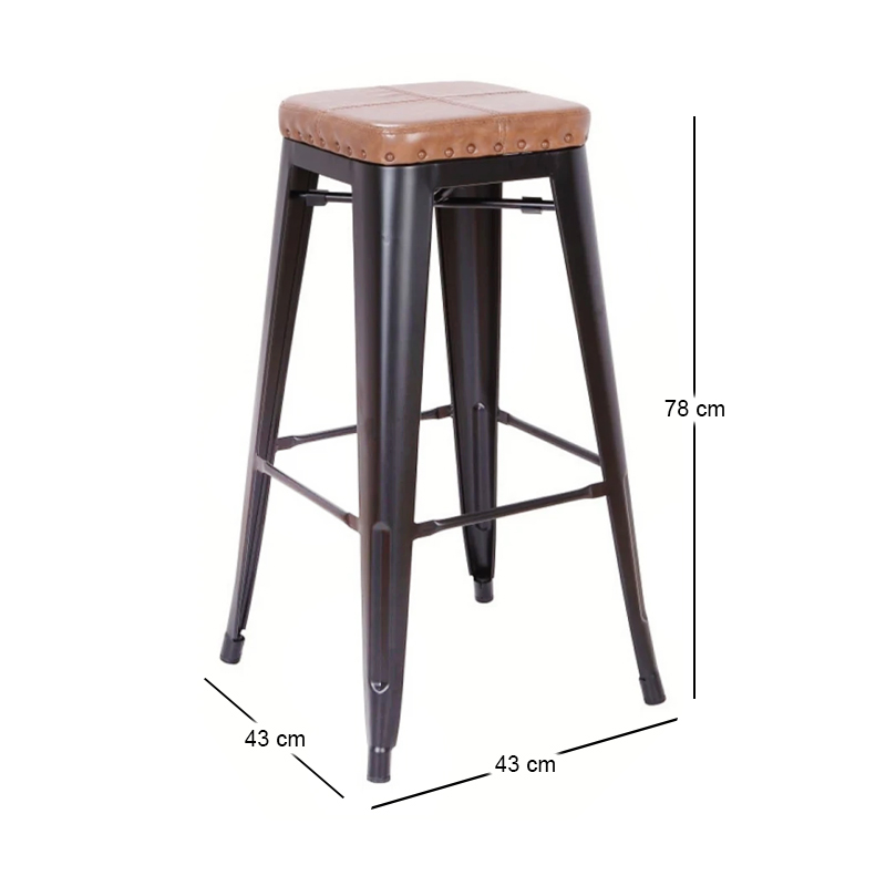 RELIX Bar Stool Steel Black Matte/Pu Camel