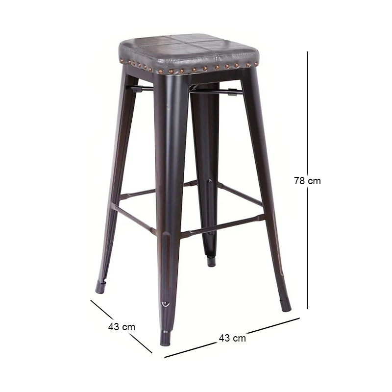 RELIX Bar Stool Steel Black Matte/Pu D.Grey